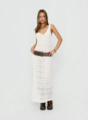 Ledena Knit V Neck Maxi Dress Cream