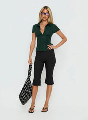 When You Sleep Short Sleeve Top Dark Green