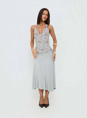 Xiomara Cowl Halter Top Blue Paisley