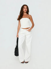 Jaima Textured Strapless Top Cream