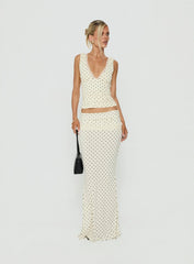 Zespri Jersey Maxi Skirt Cream Polka Dot