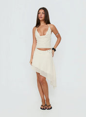 Gemmina Halter Sequin Top Cream
