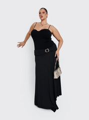 Nola Hardware Slit Maxi Skirt Black Curve