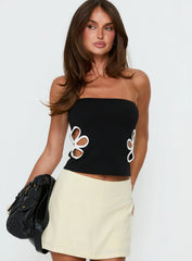 Currents Strapless Cut Out Detail Top Black