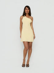Ariann One Shoulder Low Back Mini Dress Yellow