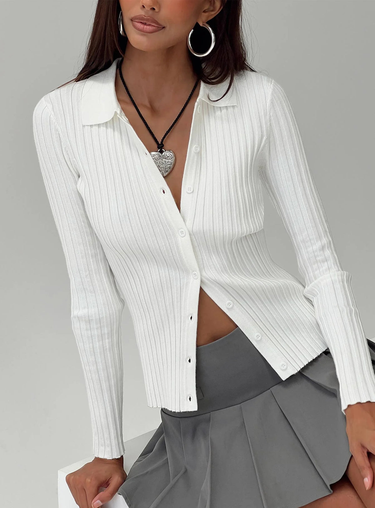 Dustry Long Sleeve Top White