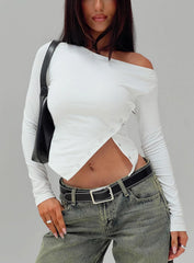Karre Off The Shoulder Long Sleeve Top White