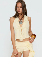 Jazania Frill Halter Top Butter Yellow
