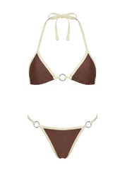 Maurita Hardware Halter Bikini Top Brown / White
