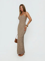 Knox Maxi Dress Brown Sequin