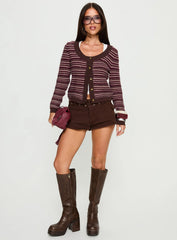 Aniha Top Glitter Knit Top Purple Stripe