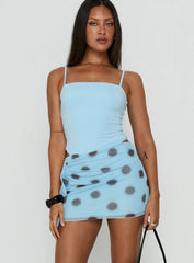 Cosmina Sarong Mini Dress Blurred Blue Polka Dot