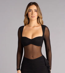 Nothing To Hide Mesh Sweetheart Mini Dress