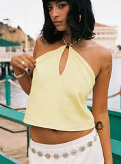 Santorini Crush Bead Detail Top Lemon